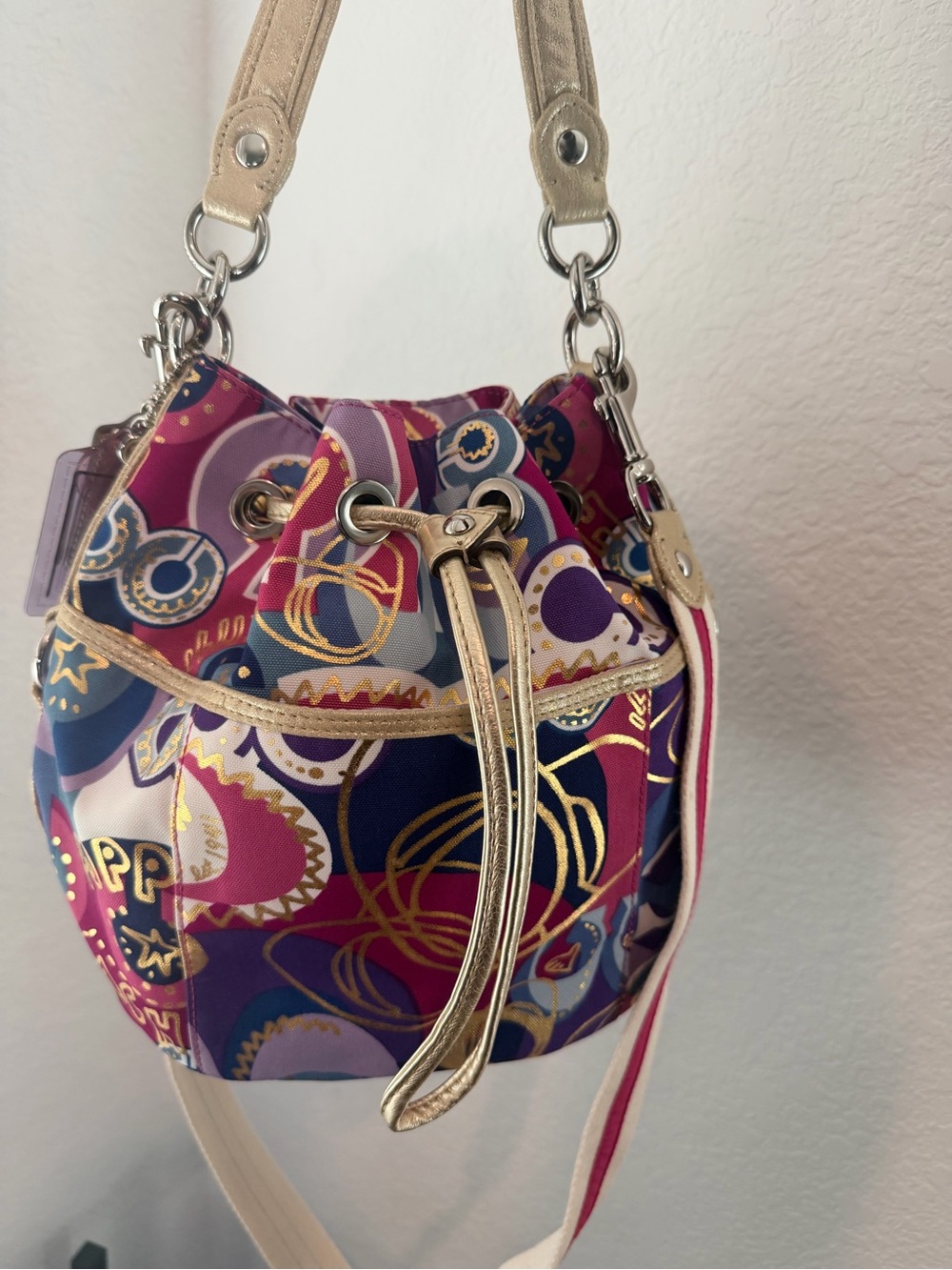 Coach Graffiti Poppy Drawstring Bucket Bag